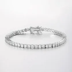 Anziw 3mm D Color VVS1 Moissanite Bracelet Original Certified 925 Silver Tennis Bracelets 18k Gold Plated for Women Man Jewelry