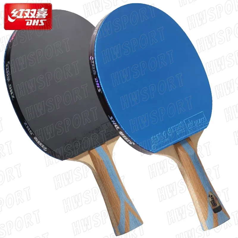 DHS raket tenis meja 6 bintang warna 7 raket Ping Pong bintang raket Bet Hurricane 9 lengket forricane karet 3 punggung tangan