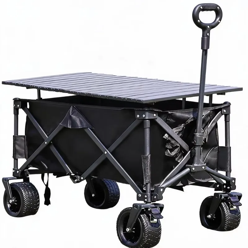 YTYINWholesale 8 Inch Wheel Collapsible Camping Wagon With Optional Table Versions Folding Utility Cart