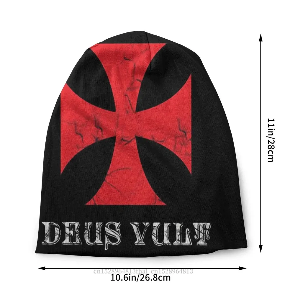 Skullies Hat Cross Seal Distressed Medieval Warrior Sword Vult Beanie Caps Templar Knight Ski Caps Cotton Bonnet Hats