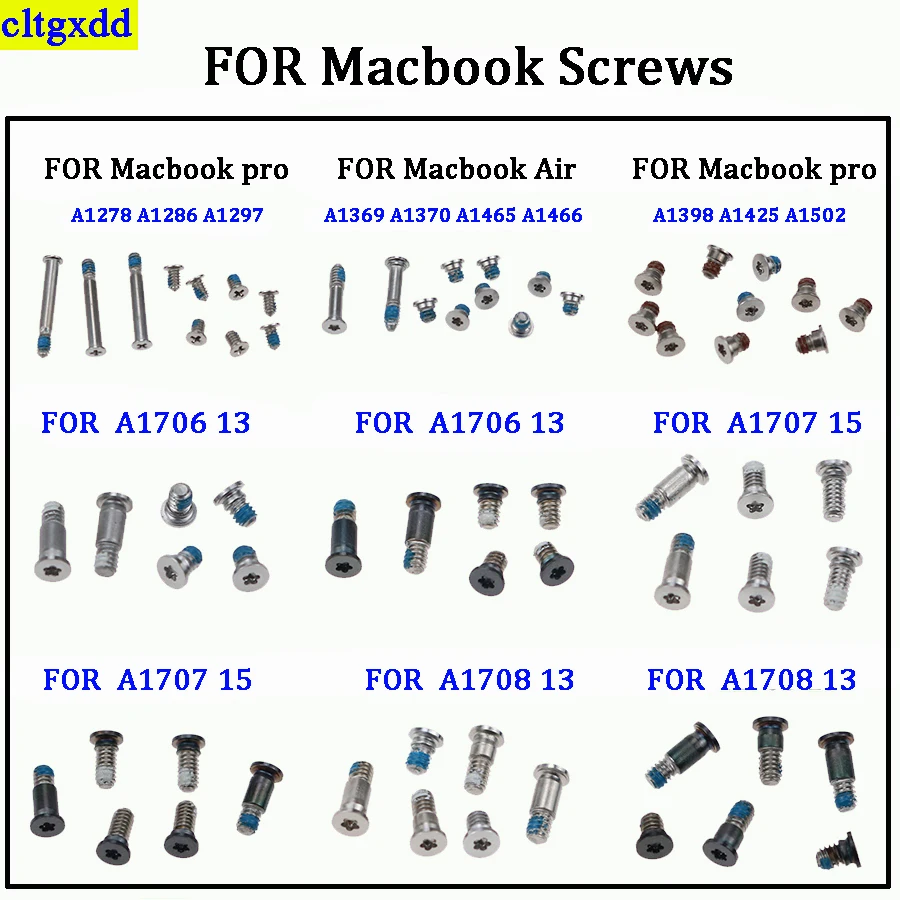 Cltgxdd 1 set FOR Macbook computer back cover screws A1278 A1465 A1398 A1369 A150A 1706 A1707 A1708 A1297 13/15/17 inches