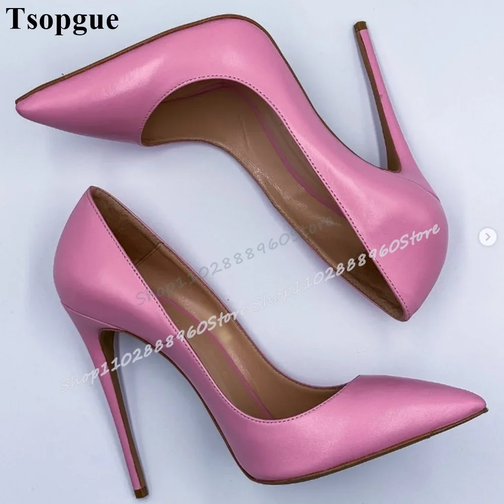 

Pink Matte Leather Shallow 10 12cm Pointy Pumps Stilettos High Heel Shoes For Women Slip On Pointed Toe Party Gorgeous Pumps