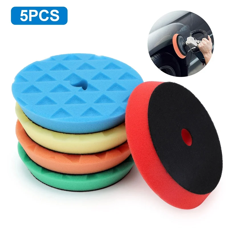 

【Peace】5Pcs 6 Inch Sponge Car Polisher Waxing Pads Buffing Kit For Boat Car Polish Buffer Wheel Polishing Removes Scratches