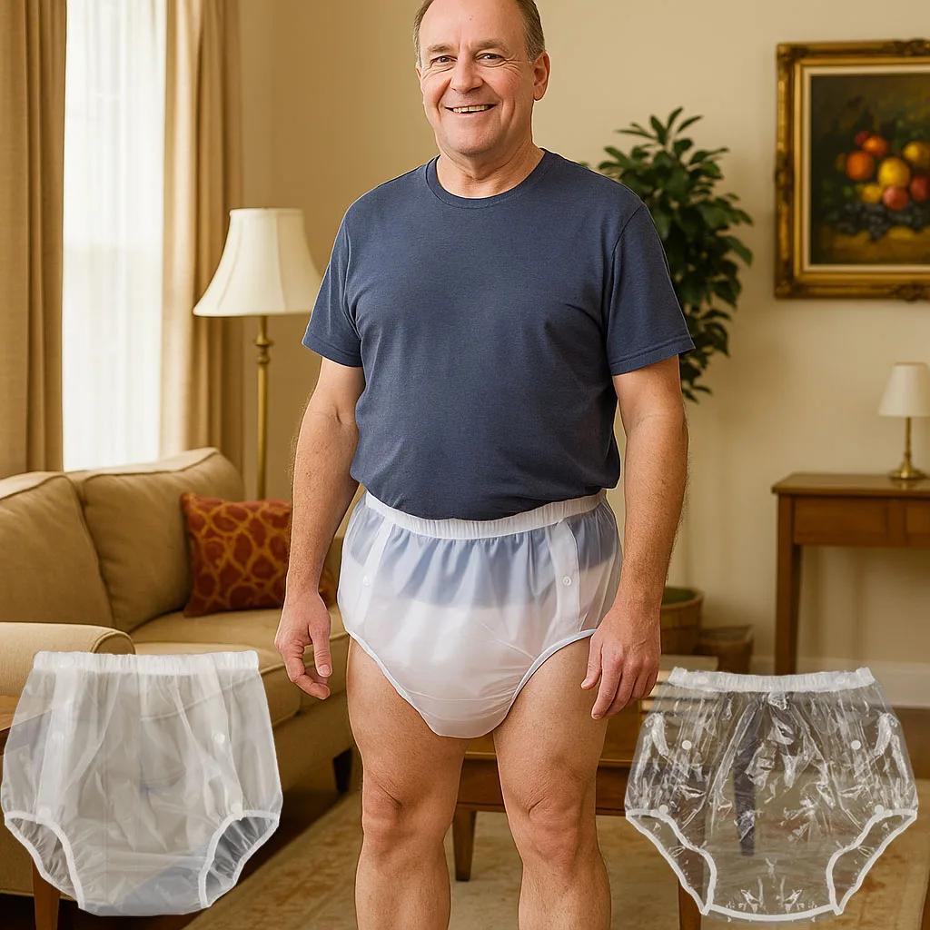 تصميم جديد الجانب المفاجئة زر الرمال شفافة حفاضات الكبار قابلة لإعادة الاستخدام قابل للغسل ملابس داخلية مقاومة للماء بلا ضوضاء لباس خارجي/داخلي #5