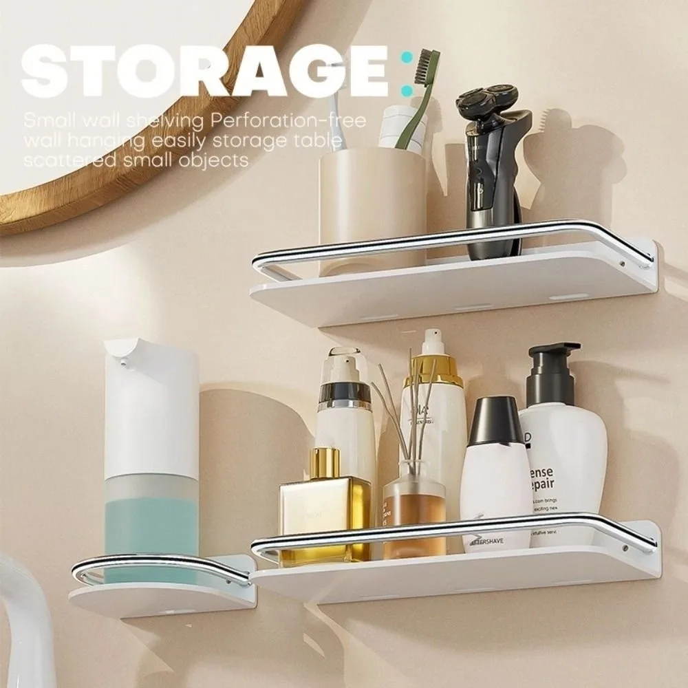 

Shower Organizer Punch-free Bathroom Storage Shelf Wall Mounted No Drill Shampoo Rack Square Floating Wall Hanger Toilet