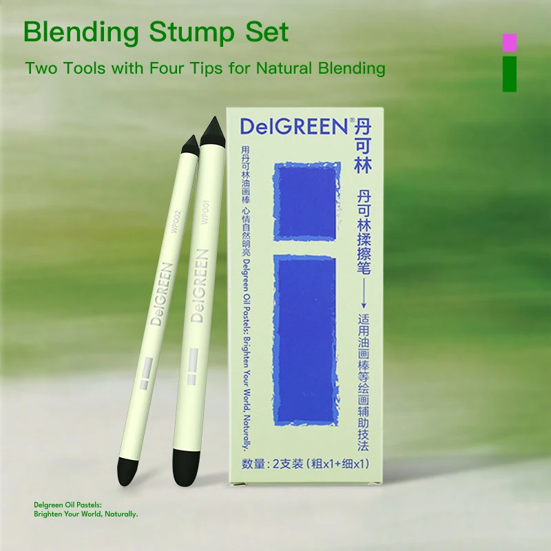 Cotton Blending Sponge Brush Pens Set 2Pcs Double-Headed Washable Sketch Wipe Reusable Art Blenders for Detail Shadow Highlight