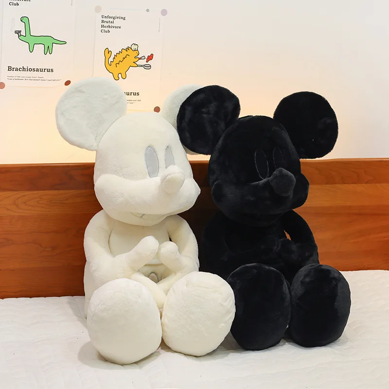 Pluszowa maskotka myszka z kreskówki, urocza, anime, czarno-biała, miękka, modna zabawka, duża lalka, ozdoba na biurko do pokoju, poduszka do spania, prezent dla dzieci.