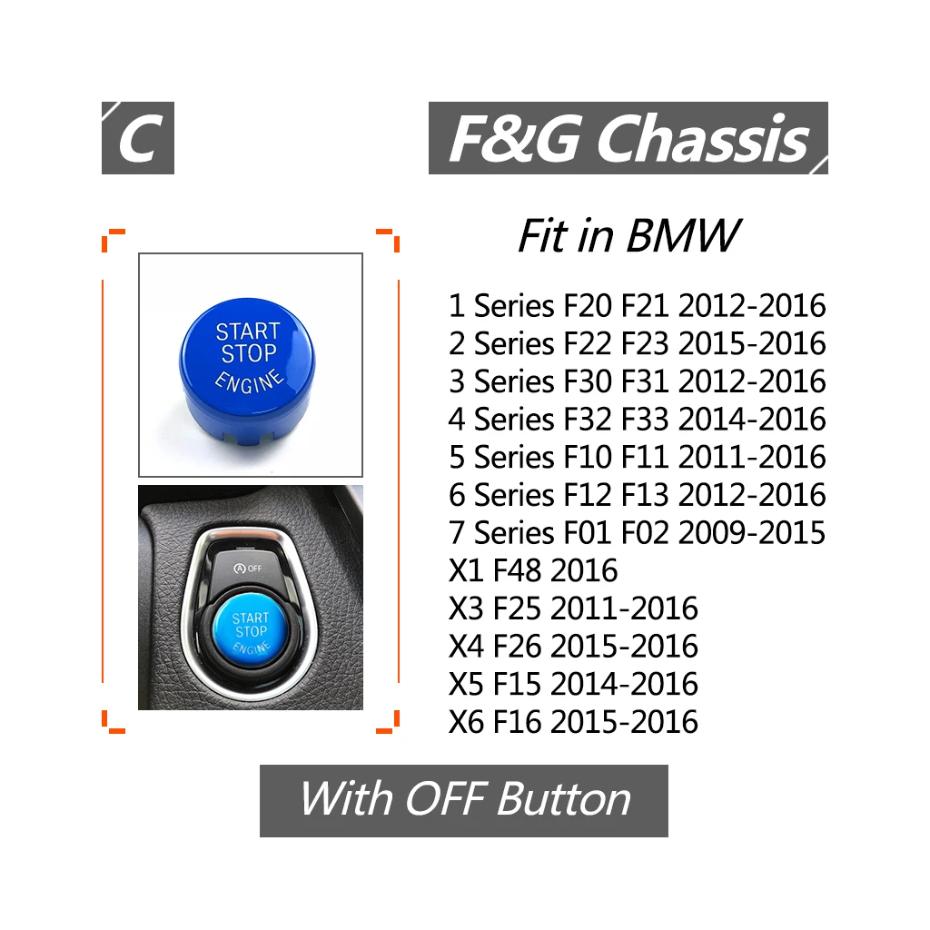 Car Start Stop Engine Button Cap Knob Switch Cover For BMW 4 Series F22 F31 Convertible F13 6 Series Coupe F87 M2 Coupe