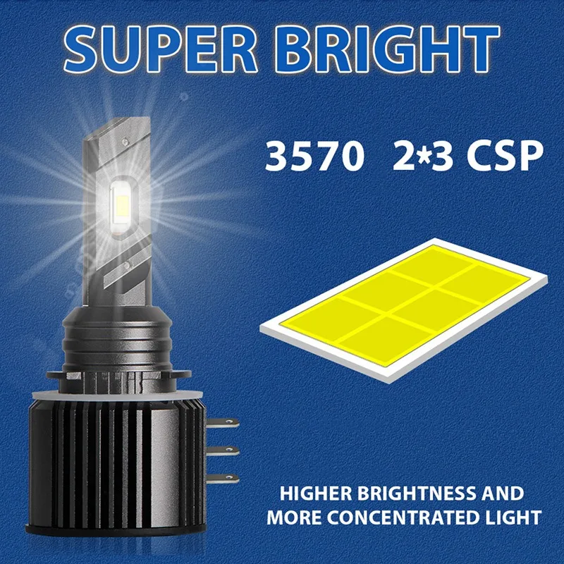 

Brighten Up the Night with H15 LED Headlight Bulbs, 6000K 3570 CSP Chips, High Beam Car Lamp for Volkswagen, Ford, Audi and more