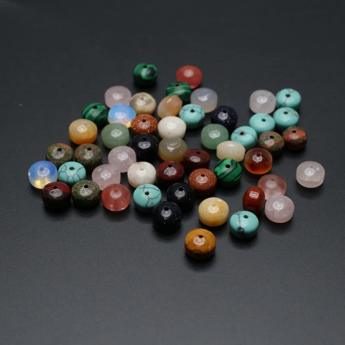 100PCS Wholesale Charm Natural Stone Sodalite Rose Quartz Tiger Eye Loose Spacing Beaded Jewelry Making DIY Necklace Bracelet