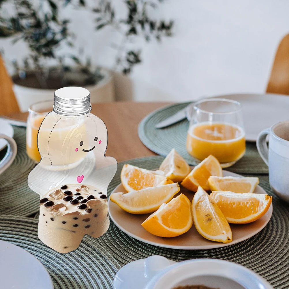 

6pcs 500Ml Christmas Drink Bottles Gingerbread Man Shape Candy Jars Beverage Storage Containers Festive Party Decor Empty