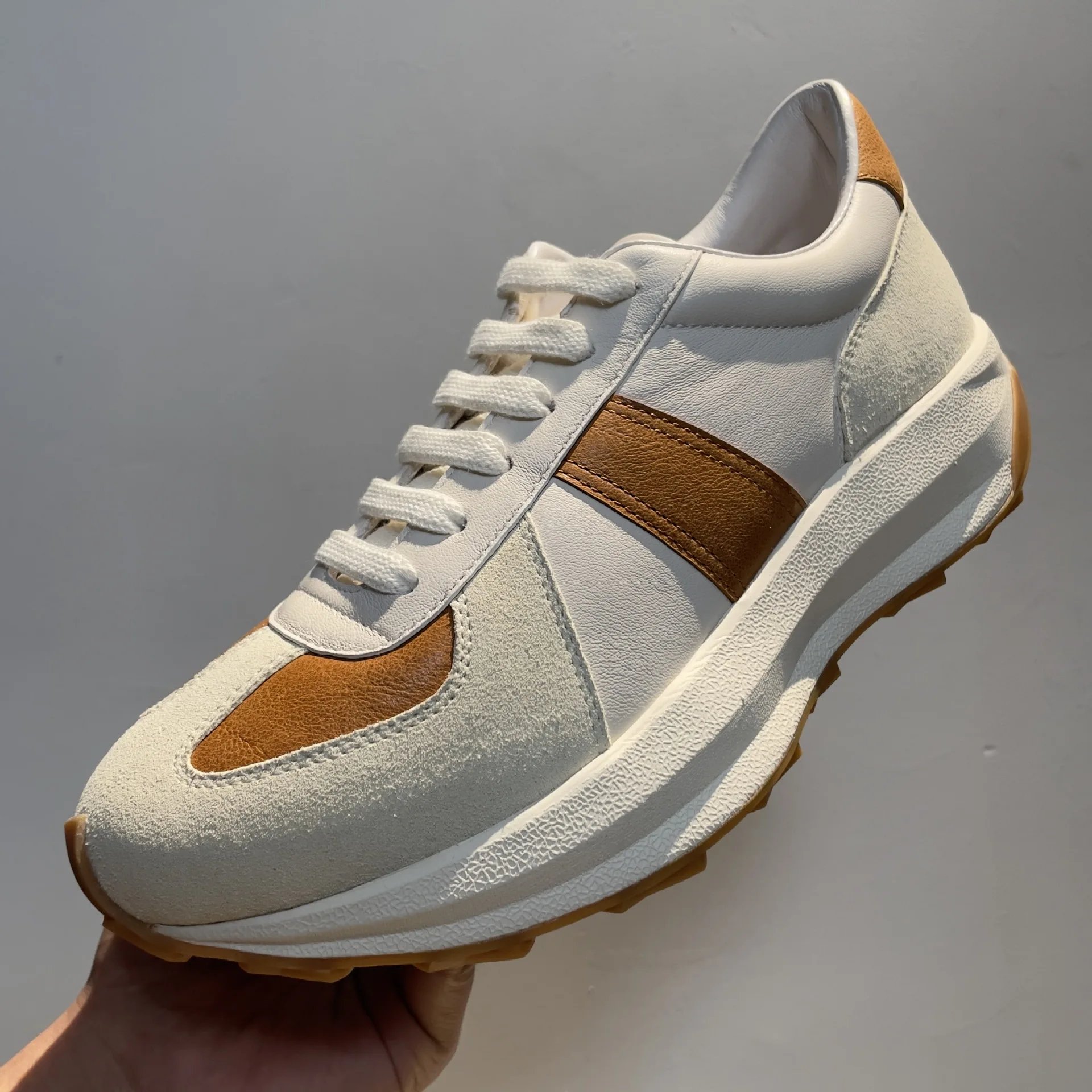 

Men's Autumn German Army Trainers | Genuine Leather Dad Shoes | Versatile Retro Running Sneakers with Top Grain Cowhide