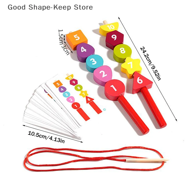 Montessori-Puzzlespiel aus Holz in farbiger Form mit bunten Perlen, frühes Lernspielzeug für Kinder, Geschenk – Farbkognition