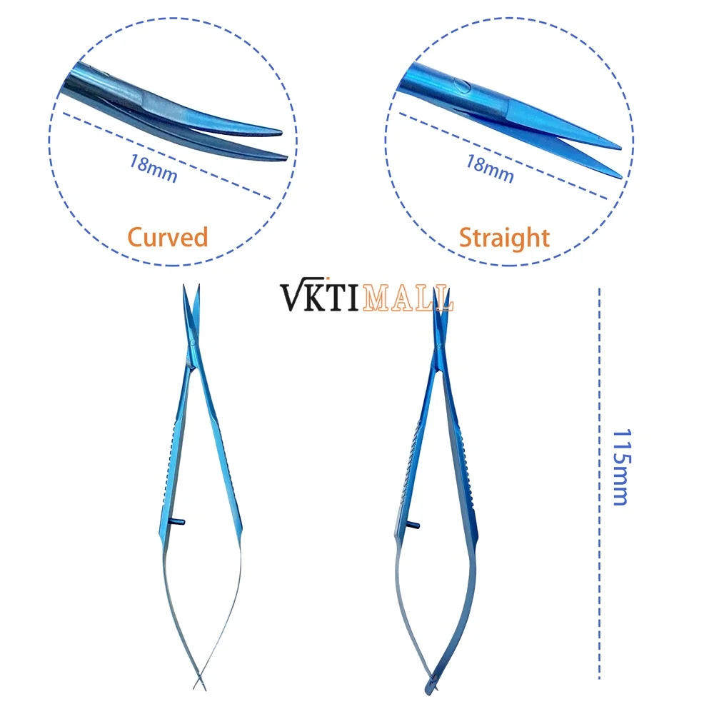 Ciseaux chirurgicaux ophtalmiques Castroviejo ciseaux cornéens 115mm 125mm acier inoxydable titane