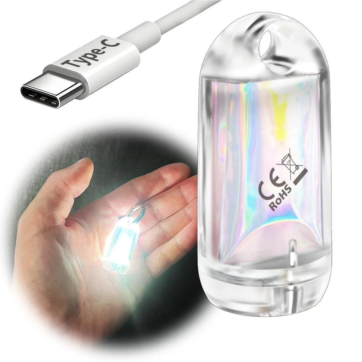 Ultra Mini Rechargeable Waterproof LED Keychain Flashlight, Camping, Single‑Unit & Tray‑Pack Wholesale Available, EDC, Capsule