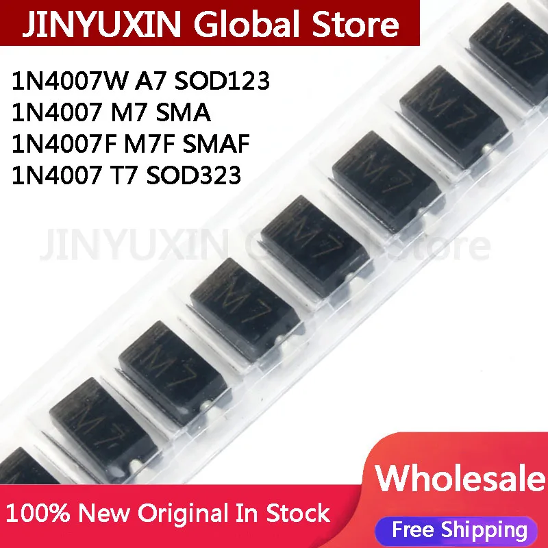 500pcs 1N4007W A7 SOD-123 1206 1N4007 SMA M7 1A 1N4007F M7F SMAF 1000V 1N4007 T7 SOD-123 0805 SMD diode