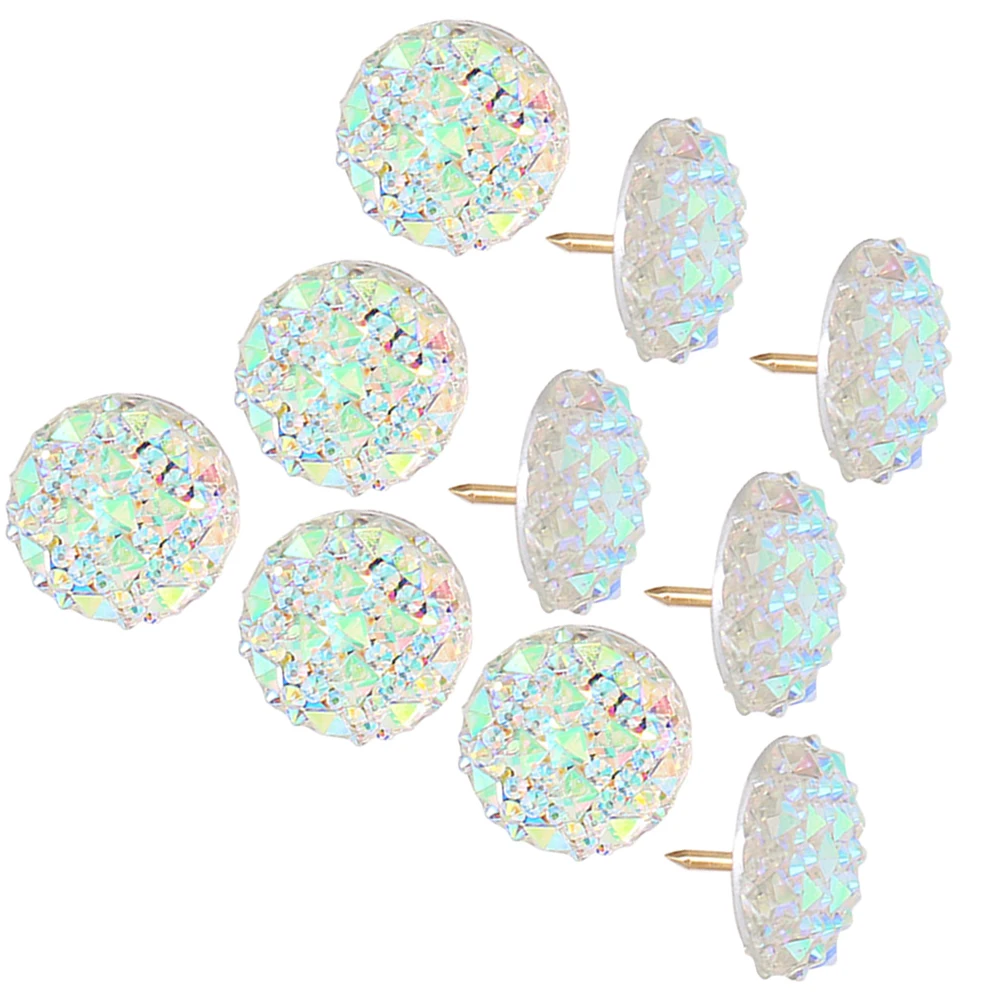 

10pcs Transparent Rhinestone Thumbtacks Shiny Creative Push Pins for Photo Wall Desk Accessories Home Office Daily Use