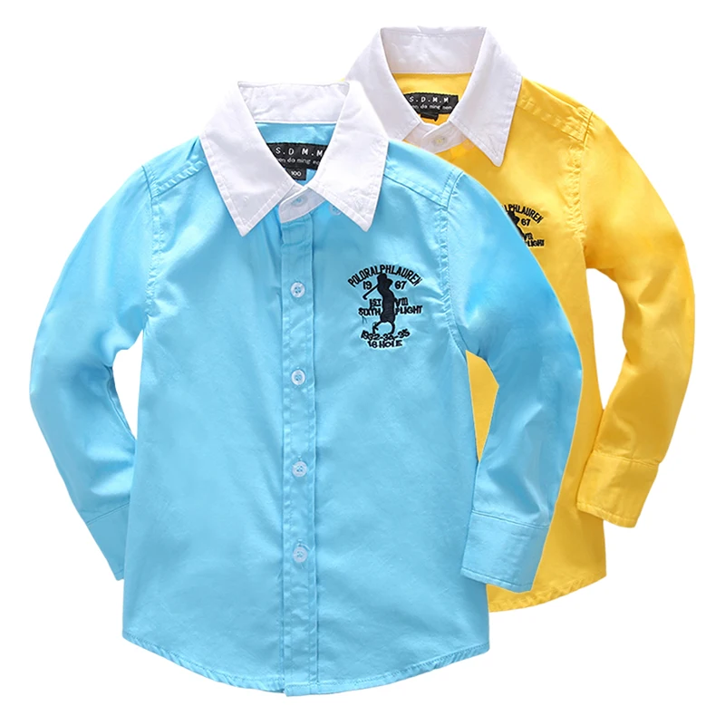

Girls shirts tops plant embroidery Pattern Clothing Kids Baby school uniform Boys Shirt Autumn Birthday Party Formal Attire Tee