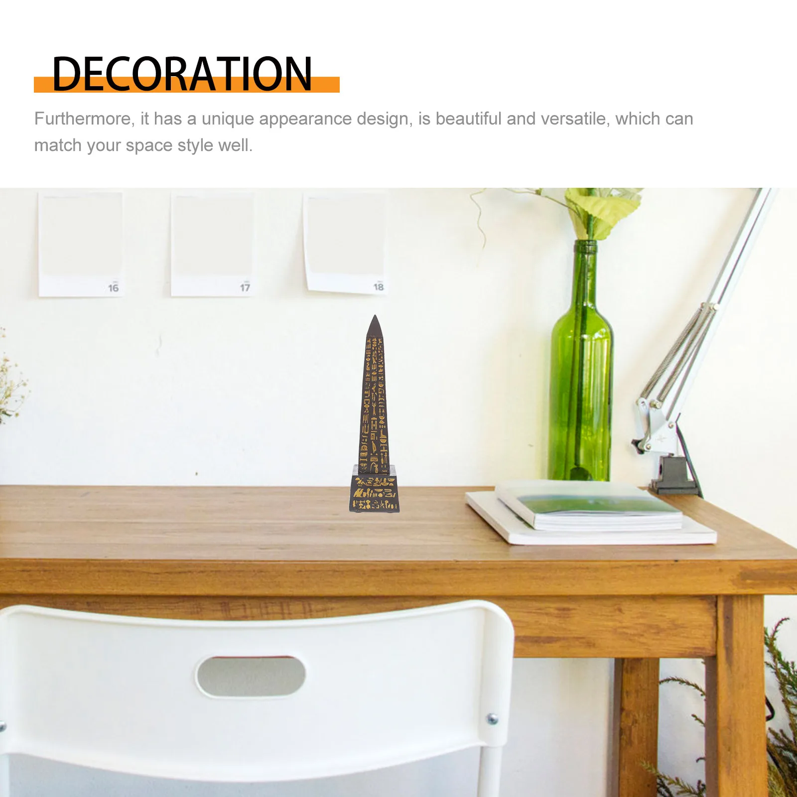 

Unique Egypt Obelisk Craft Handmade Resin Monument Decor Beautiful Vintage Style Desktop Ornament for Living Room Bedroom