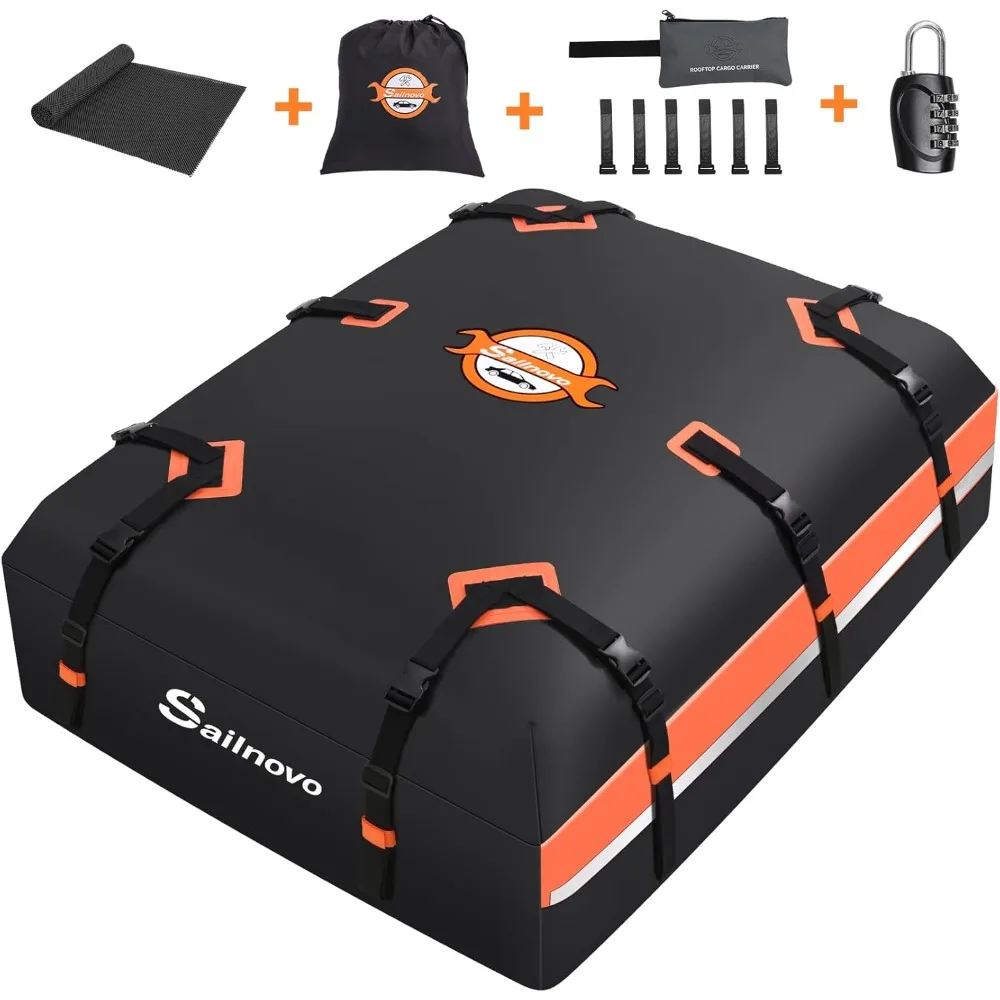 

Car Rooftop Cargo Carrier 21 Cubic Feet, Waterproof 1000D PVC Car Roof Bag with Anti-Slip Mat, Combination Lock, Storage Bag, D