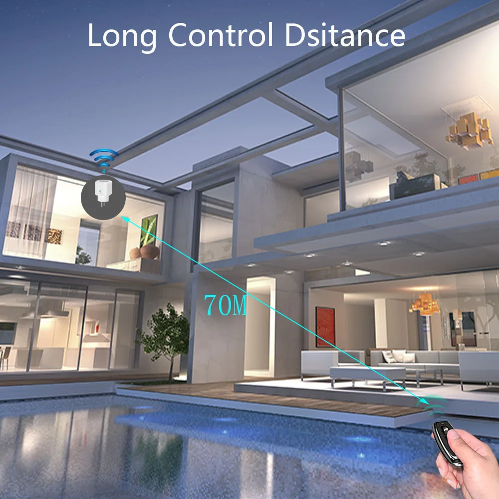 Wireless RF433 Smart Home Remote Control Socket AC220v 16A EU FR Universal Plug Remote ON OFF Electrical for Lighting Fan TV