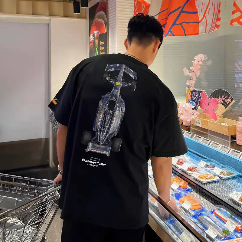 

Racing Series Loose Short Sleeve Crew Neck Casual Summer Printing American Fashion Trend Brand Pure Cotton T-Shirt -