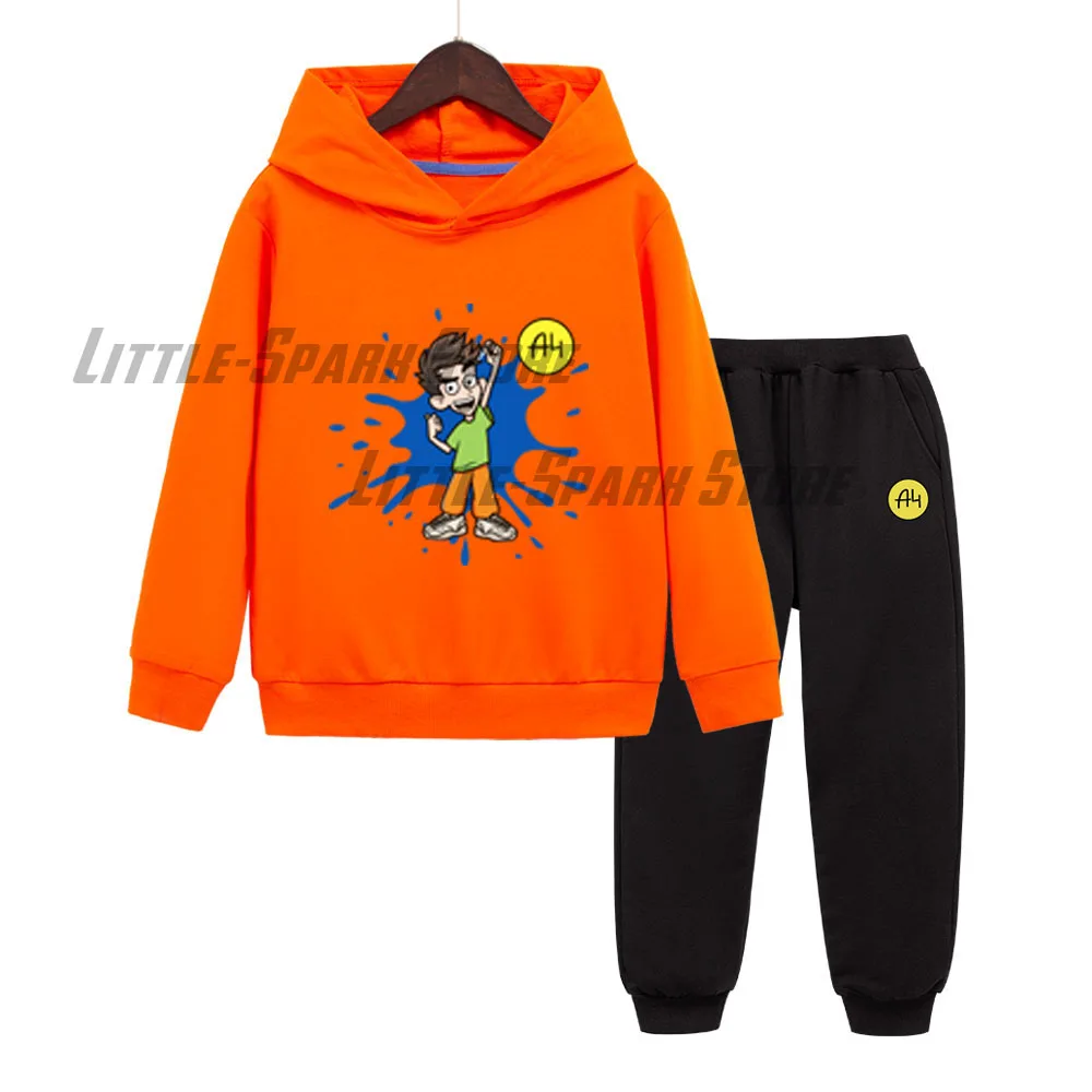 

2023 Autumn Влад a4 Бумага Hooded Sweatshirts Cartoon Merch A4 Children Pants Suit Boy Girl Casual Sweatshirt with hood