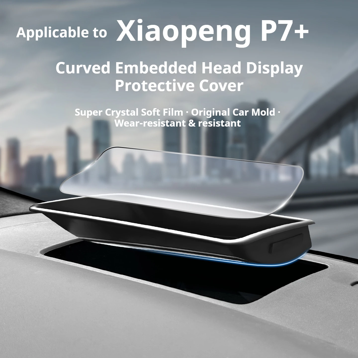 Custom HUD Protector for 2026 Xpeng P7+, ABS HUD Frame, Reduce Debris Build‑Up, High Scratch Tolerance, Noise‑Free, Black 1pc