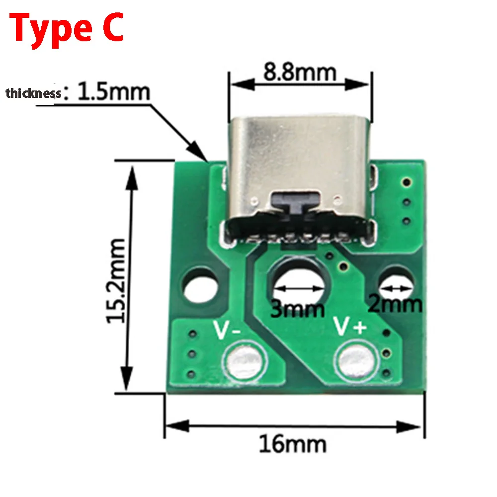 TYPE-C MICRO USB To DIP Adapter Female Connector B Type PCB Converter Breadboard USB-01 Switch Board SMT Mother Seat With Wire