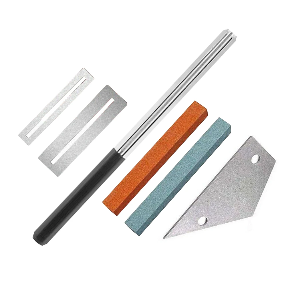 

6Pcs Guitar Luthier Tool Kit with Fret Crowning File, 2 Fingerboard Guards, Fret Rocker, Orange Grinding Stone, Green Grinding