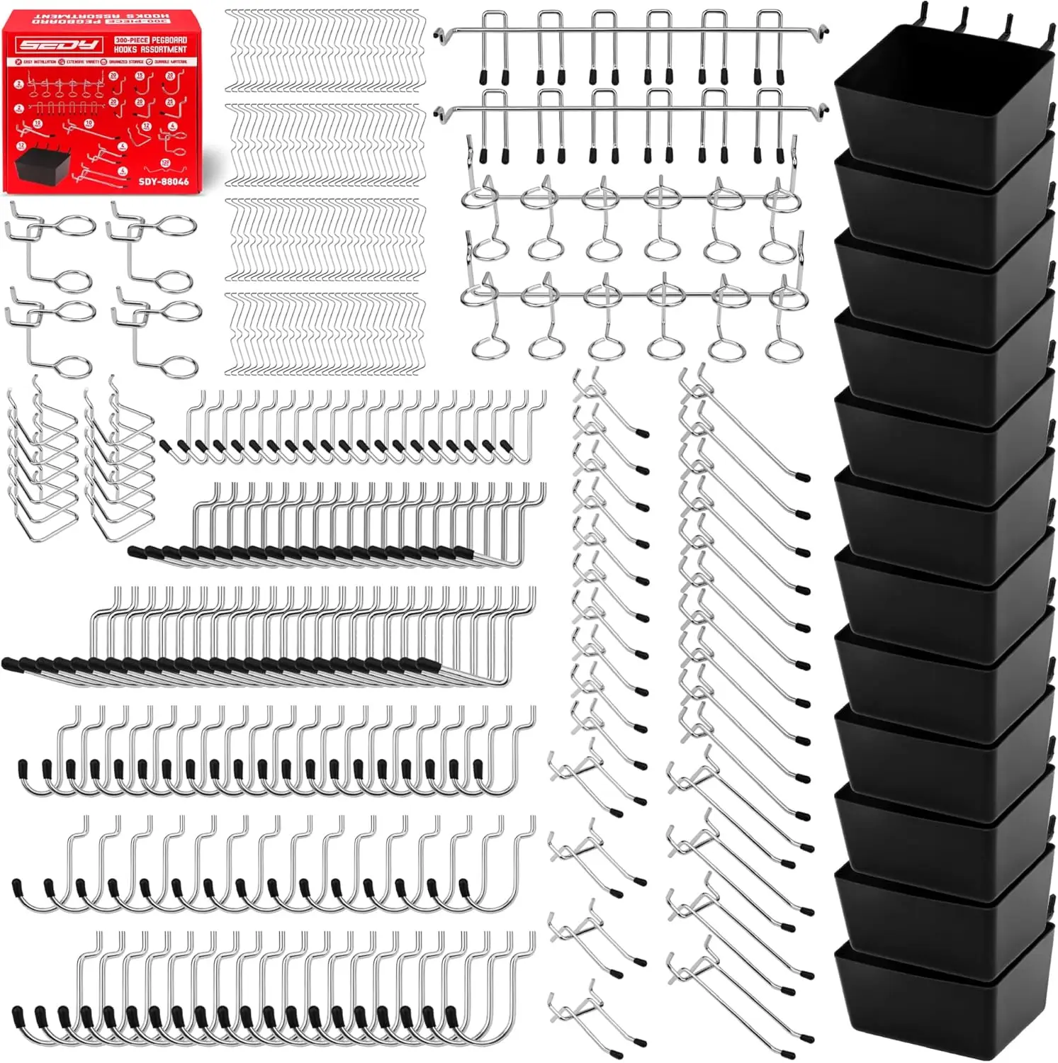 

300-Piece Pegboard Hook Set, Durable Metal Organizer for Tools, Garage, Workshop, and Craft Storage