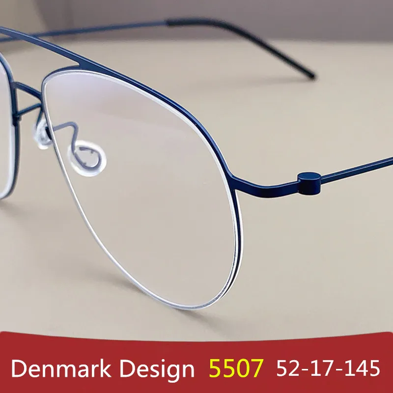 

Качественная безвинтовая оправа для очков-пилот из чистого титана 5507, датский бренд, мужские сверхлегкие очки с двойным лучом, женские очки