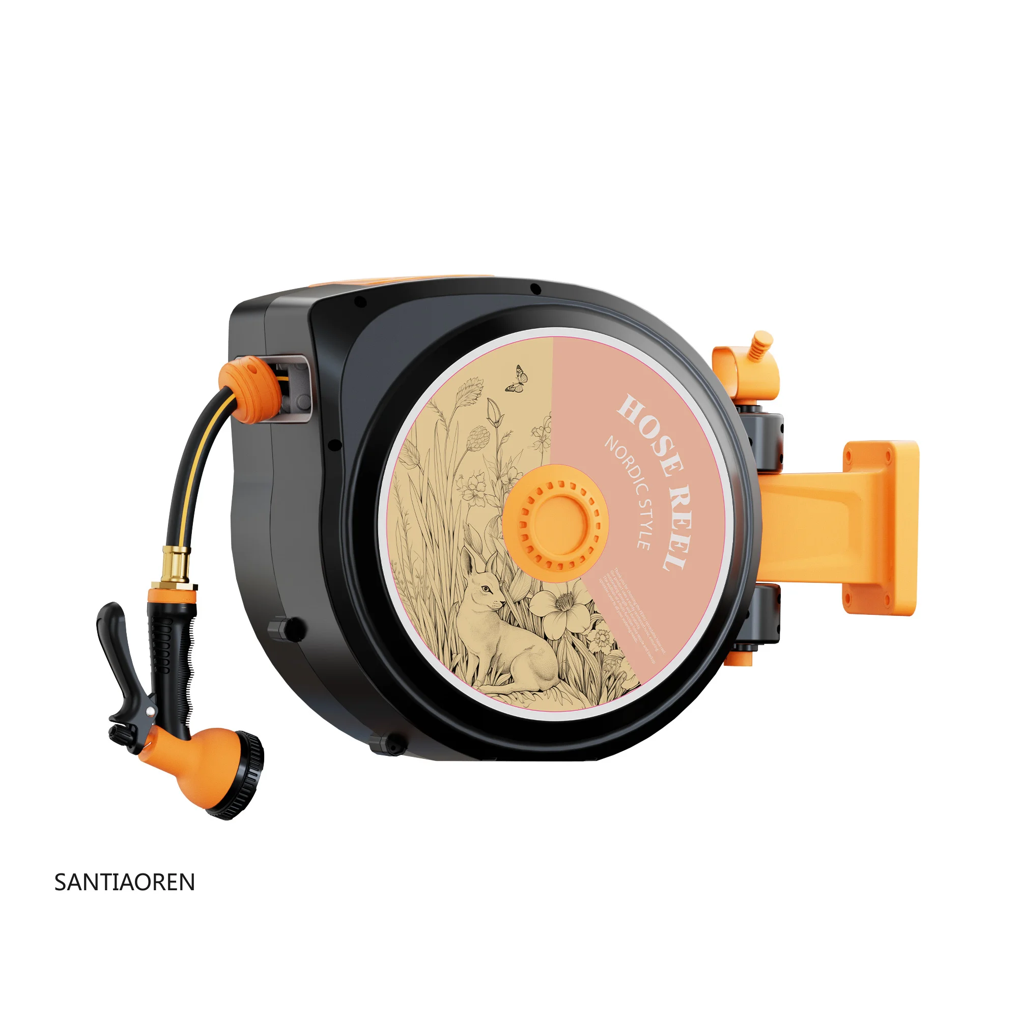 

Retractable Garden Hose Reel 5/8 in X 100 ft Upgraded Resistant Heavy Duty Automatic Hose Reel Wall Mount 3/4 in Brass Fitting