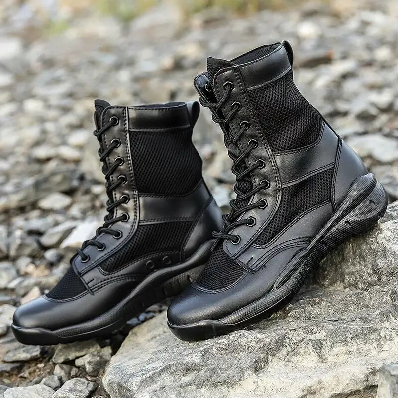 

New Men's High Top Security Boots Style Mountain Climbing Shoes Net Eye Boots Security Check Boots Outdoor Camping Tra...