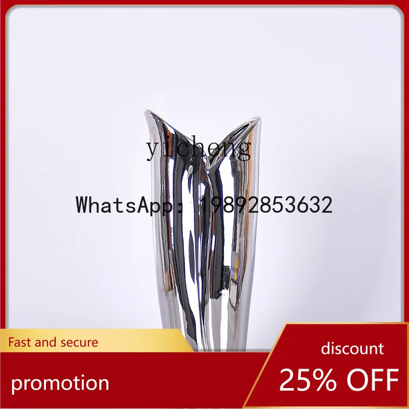 ZMLsimple electroplated vase ornament light luxury home furnishing living room flower arrangement model room soft decoration