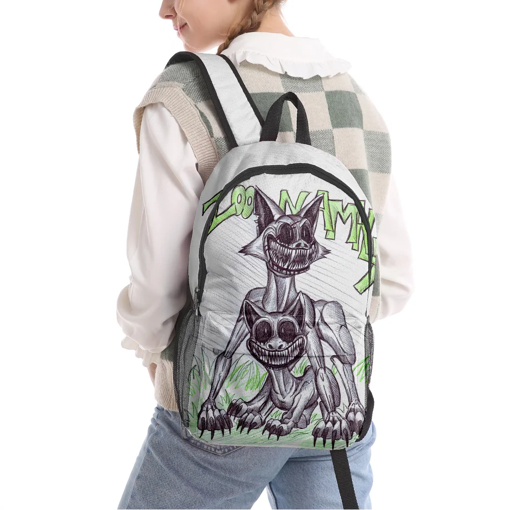 

Zoonomaly Game Pattern Backpack New Polyester Canvas Student Bag Travel Bag Black Style3