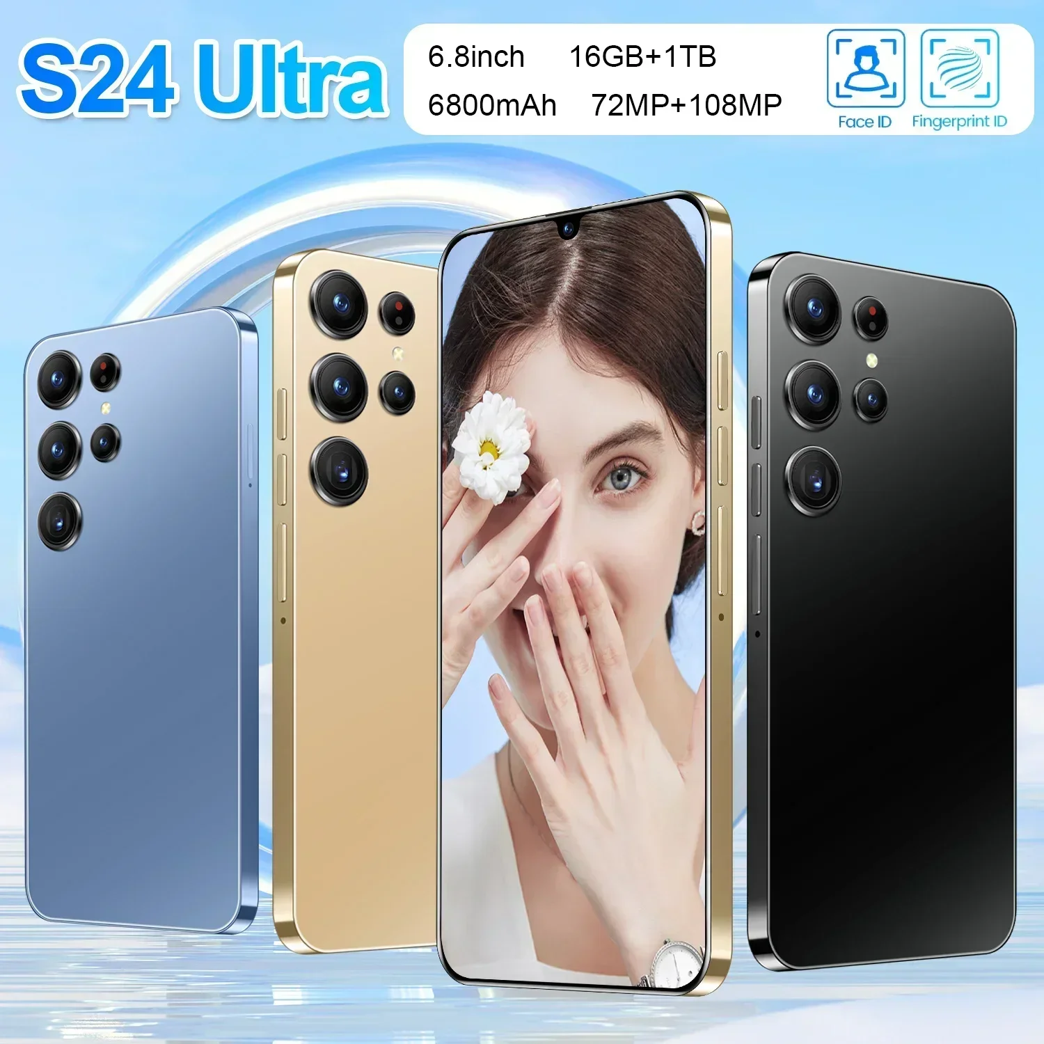 

2024 New S24 Ultra SmartPhone 6.8 HD Screen Cell Phone 16G+1T 5G Dual Sim Celulares Android Unlocked 72MP 6800mAh Mobile Phone