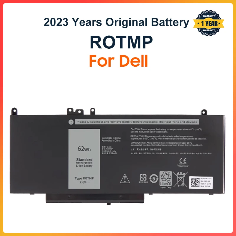 Imagem -01 - Rotmp-bateria do Portátil para Dell Latitude Anos de Garantia 7.6v 62wh 14 5450 E5450 15 5550 E5550 Series