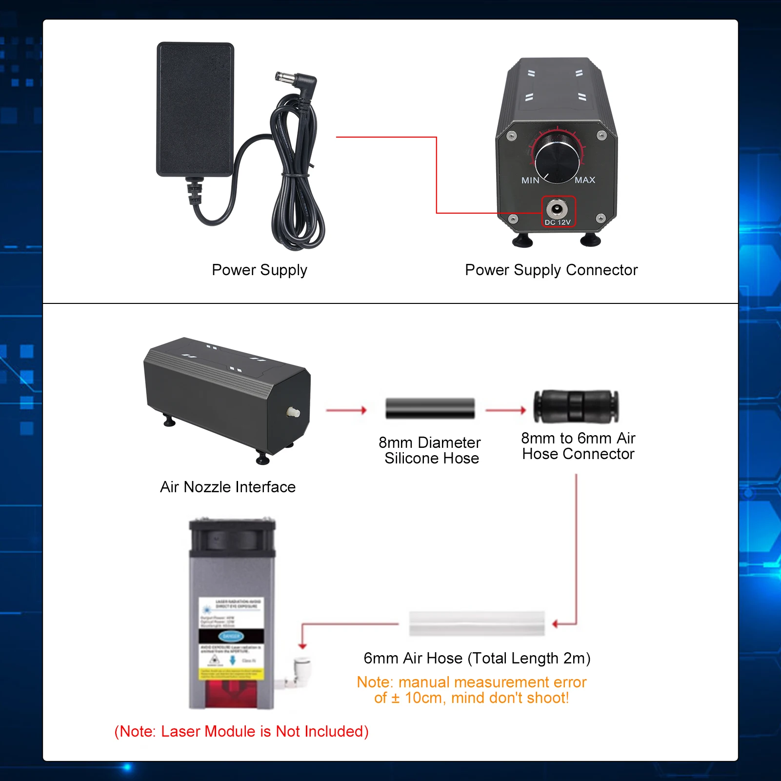Laser  Assist Pump AC 110V/220V  Assist  for Laser Cutter and Engraver Adjustable 22L/Min  Assist Pump Kit