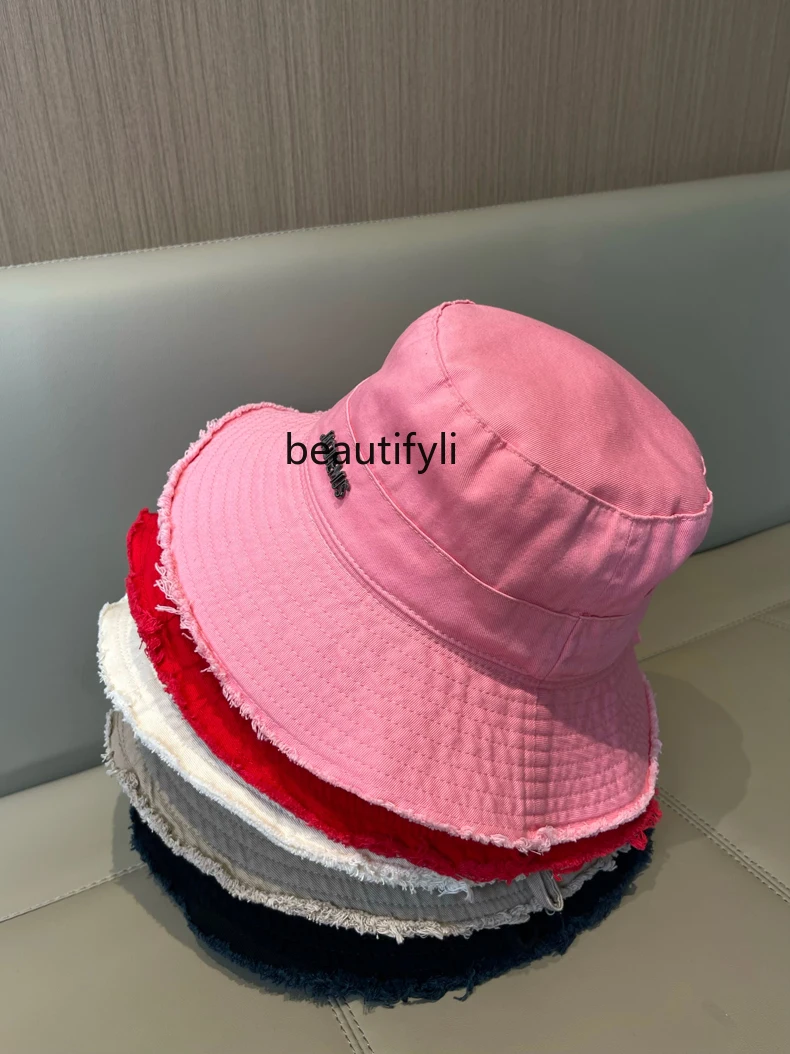 

Summer Wash Water Big Brim Fisherman Hat Vacation Burrs Hang Rope Sun Protection Female Sun Hat