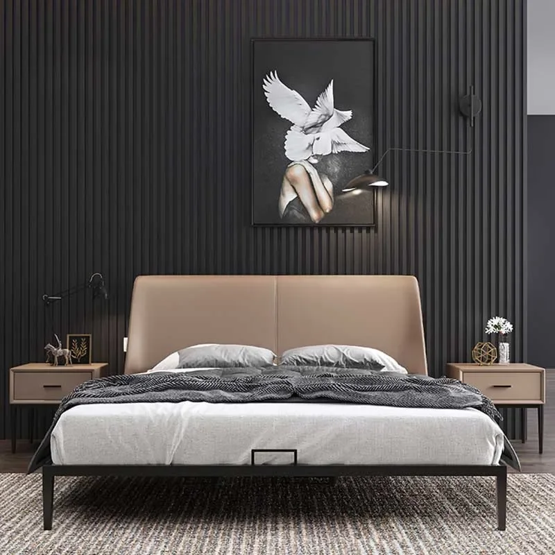 Study Headboard Double Bed Designer Nordic High End Full Size Double Bed Home Queen Lazy Sleeping Display Backyard Furniture