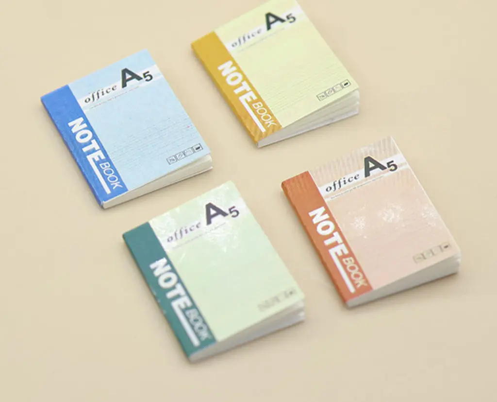 

2sets 1:12 Scale Dollhouse Miniature Notebook Set, Mini Office Note Book Decor for Doll House Scene & Photography Prop