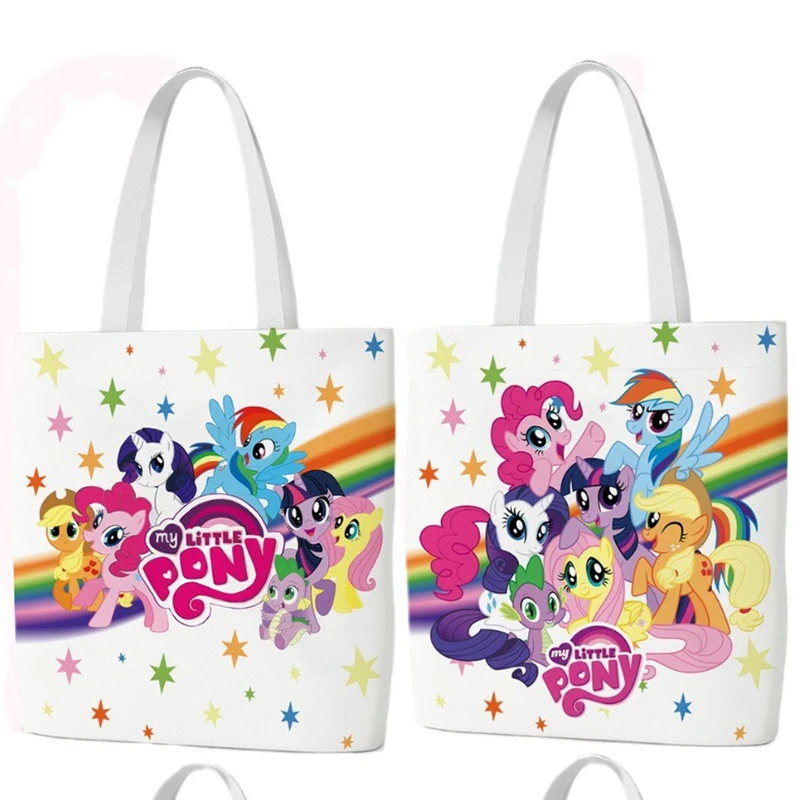 My Little Pony Canvas Bag Anime Cute Pattern Printed Women Large Capacity Eco Friendly Shopping Bag Student Leisure Shoulder Bag