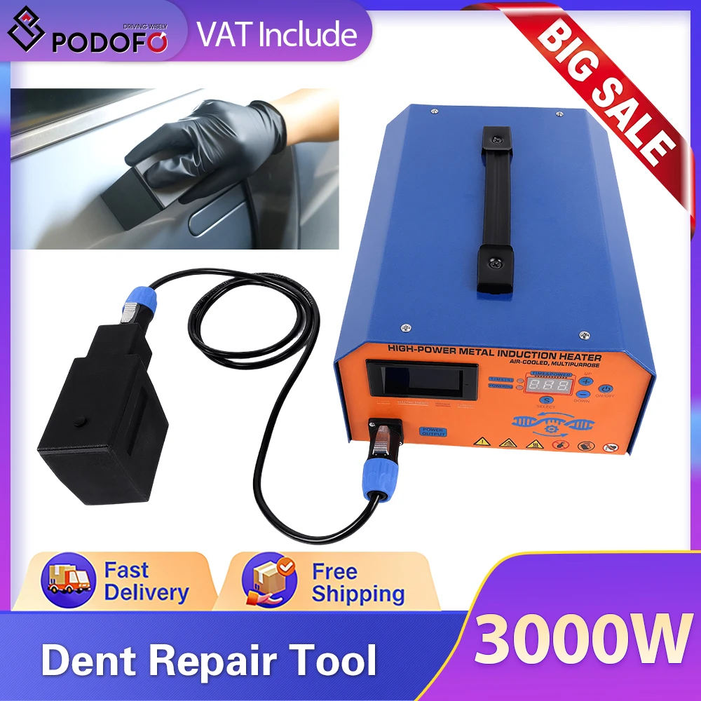 Podofo 3kw Car Dent Repair Kit Induction Heater PDR Dent Remover With Digital Screen For Car Body Paintless Dent Repair Kit