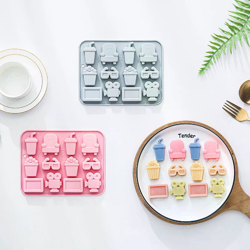 12 Cavity Cinema Theme Silicone Mold Popcorn Fondant Candy Chocolate Mould Fudge Dessert Epoxy Mold Cake Decorating Tools