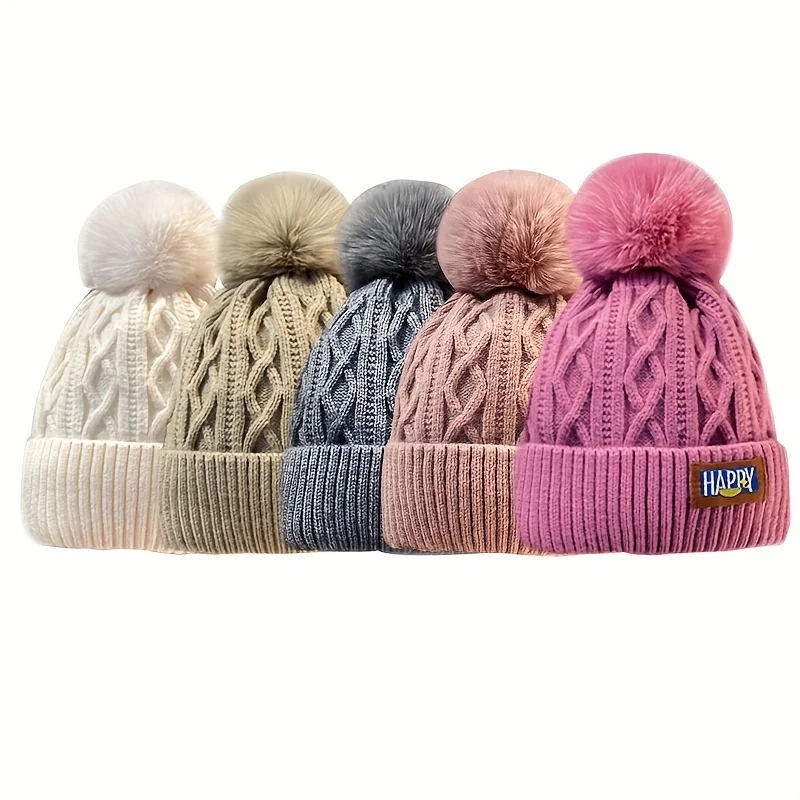 5 Women's Winter Beianie Hats with Fluffy Bubbles - Thick and Warm Beianie Hats with Elasticity Suitable for Cold Weather - Winter Hats, Cold Weather Equipment, Moisture Wicking Fabric, Comfortable Headwear, Soft Material, Women's Fashion