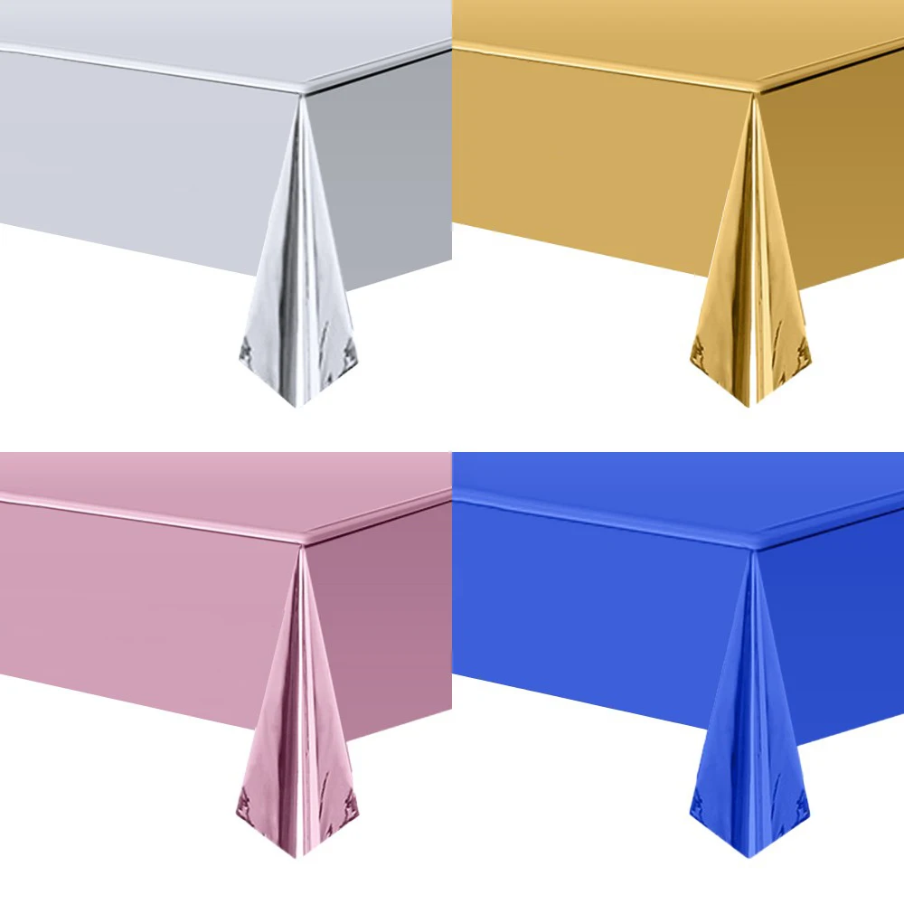 1Pcs Aluminum Film Dispostable Tablecloths Gold Pink Silver Color Party Tablecloths for Diy Wedding Birthday Party Decorations