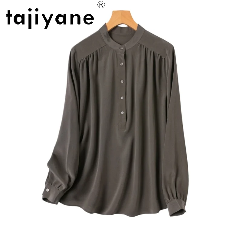 

TAJIYANE 100% Natural Mulberry Silk Shirt Women Office Wear Long Sleeve Blouse Silk Spring Tops for Woman Clothes 2026 Blusas