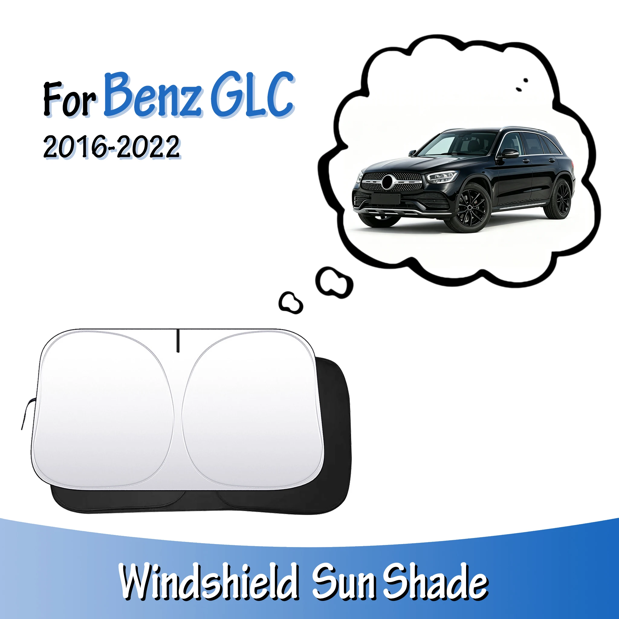 

For Mercedes-Benz GLC 2016-2022 Car Windshield Sun Shade Beat the Heat Lightproof Anti-UV Sunshade Foldable Auto Accessories