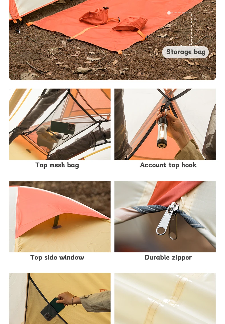 BISINNA Camping Tent 1-2 Person Portable Double Layer 210T Polyester Waterproof Backpacking Tent for Outdoor Hiking Beach Travel